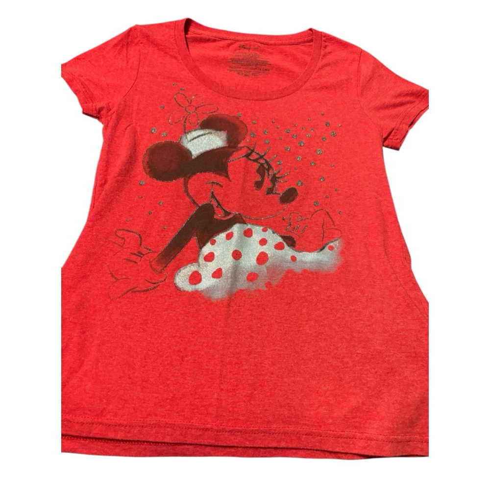 Disney Store Minnie Mouse Glitter Short Sleeve Tee M